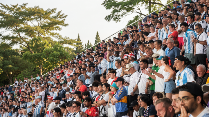Suporter timnas Inggris dan Argentina saling sahut lagu kebangsaan